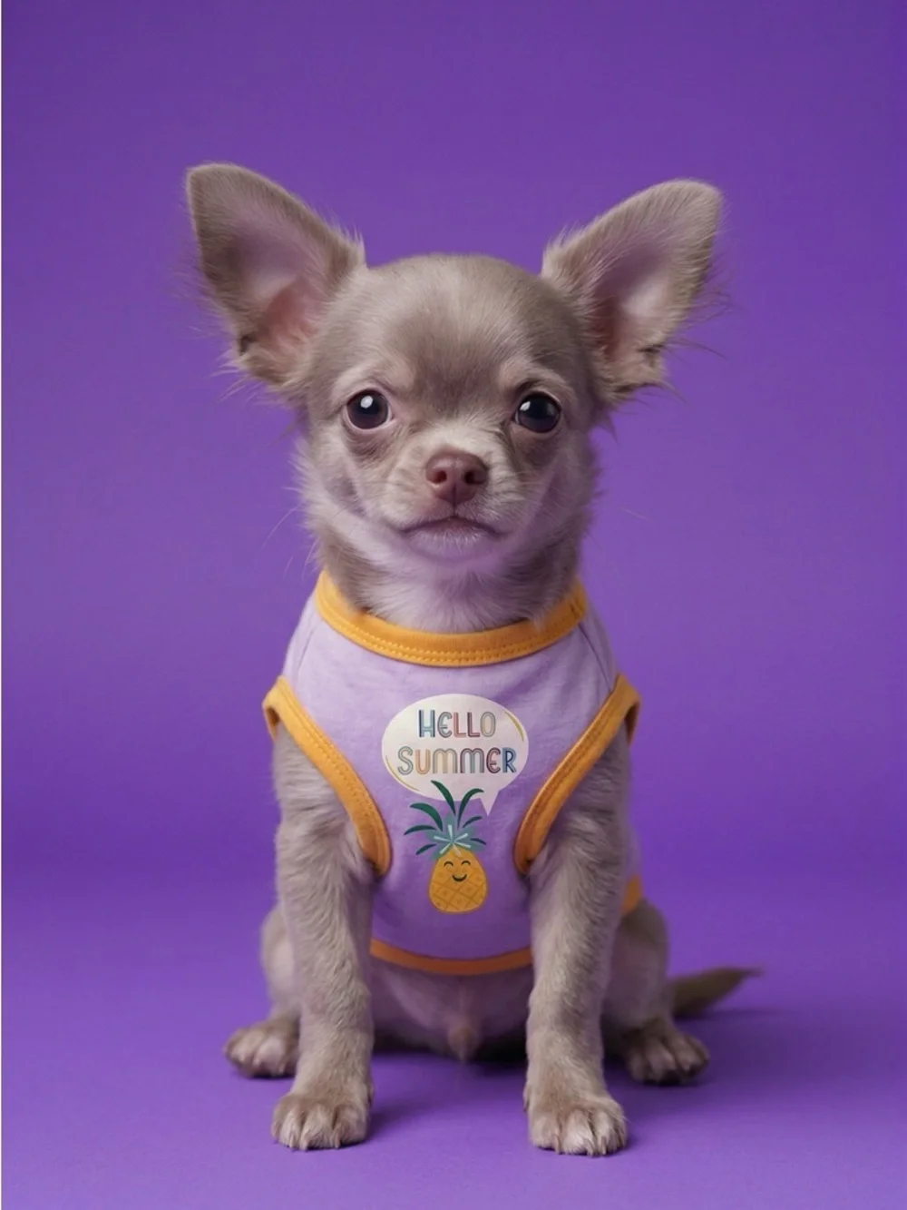 NWT Pet Apparel Purple Dog Tank Tee “Hello Summer” Pineapple - Size Small